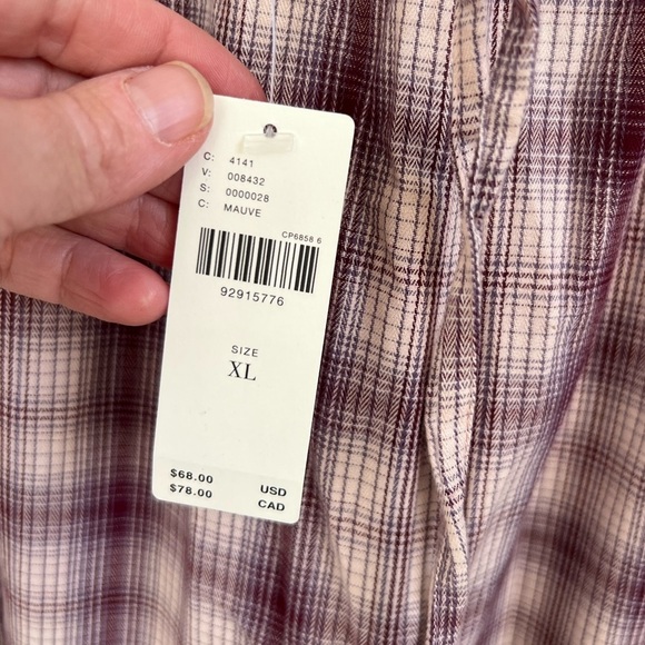 NWT new XL Anthropologie flannel parachute pajama bottoms pants plaid mauve - Picture 6 of 17